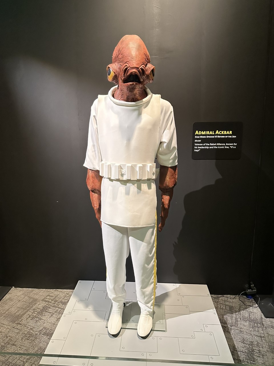 Admiral Ackbar in full Mon Calamari uniform, leader of the Rebel Alliance fleet